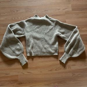 Size 4 PrettyLittleThing Brown Mock Neck Balloon Sleeve Sweater